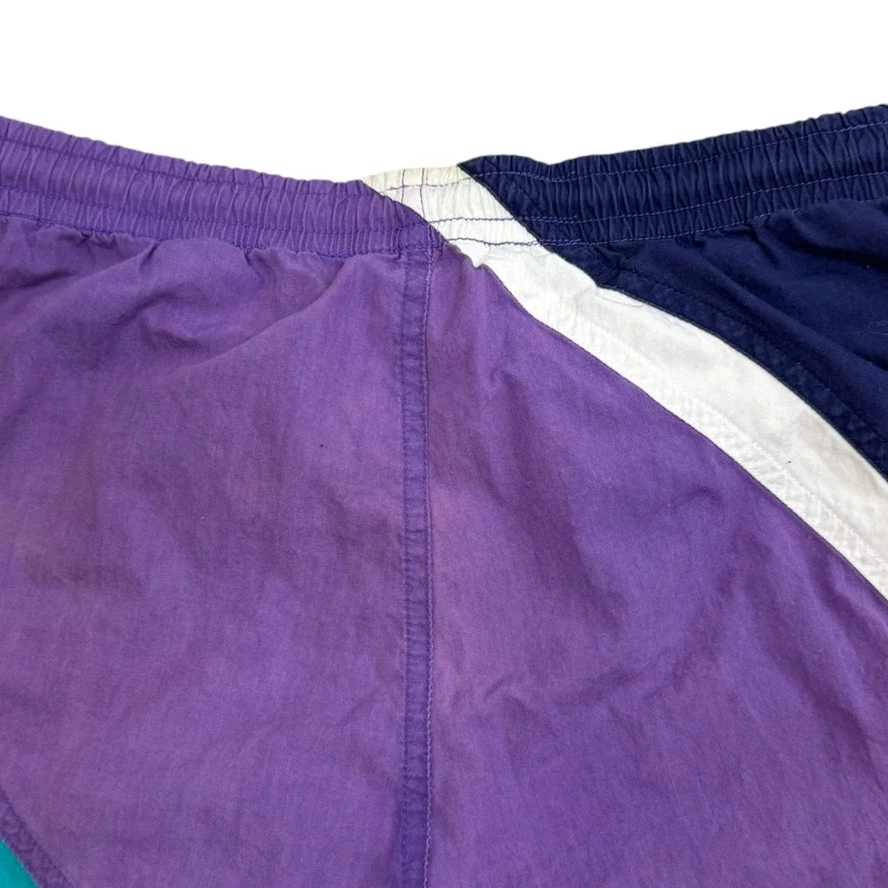 Vintage Pierre Cardin Swim Trunks Mens L Purple Teal Colorblock 80s 90s Retro